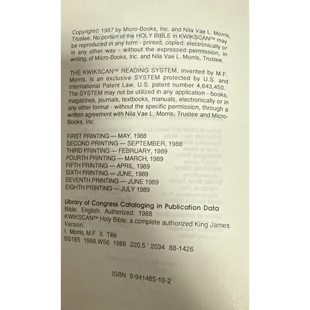 The Holy Bible In Kwikscan Complete Authorized King James Version